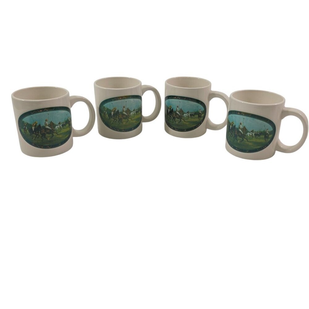 Vintage Polo Ralph Lauren Sport Polo Player 12 Oz Ceramic Cups Mugs - Set of 4